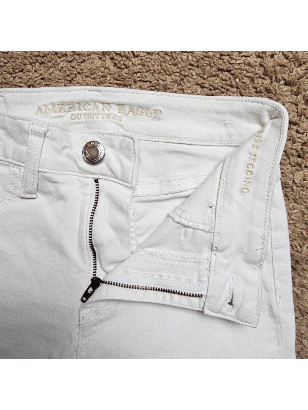 American Eagle Jeans Womens 0 25x27 White High Rise Jegging Denim Distressed - Picture 3 of 9